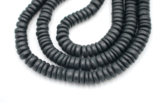 Black Coconut Shell Beads, 10mm, Heishi